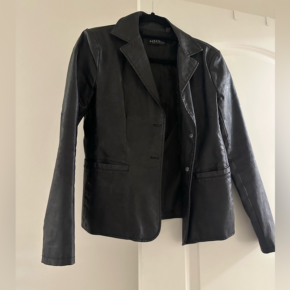 Bagatelle Black Leather Blazer